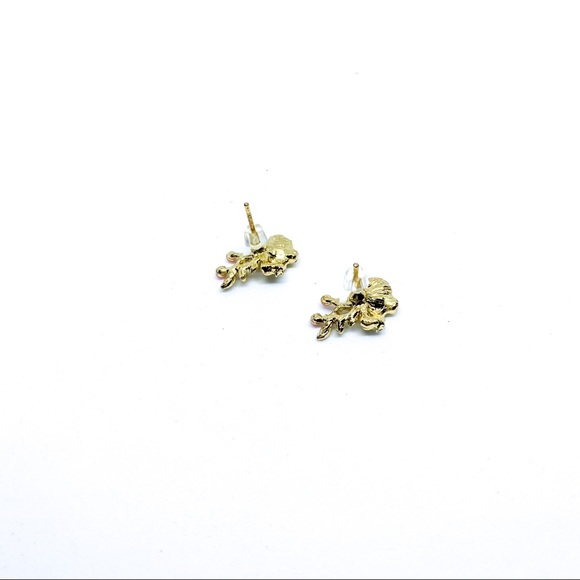 NWT Yellow Enamel Gold Floral Earring - Picture 3 of 4